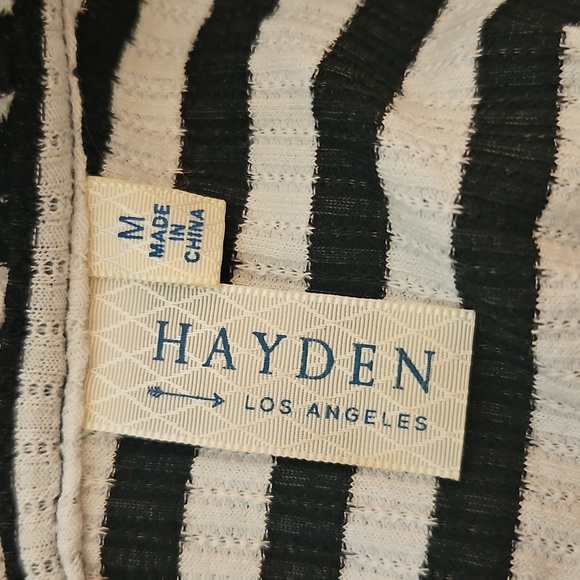 HAYDEN Horizontal Striped Black and White Monochrome Ruffle Sleeveless Top - Picture 6 of 7